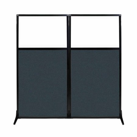 VERSARE Work Station Screen 66" x 70" Blue Spruce Fabric With Clear Window 1812423
